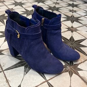 Blue suede booties size 8